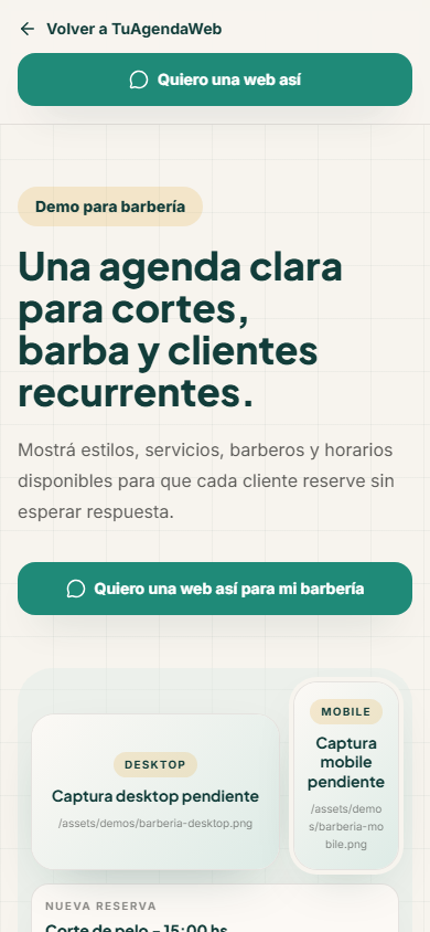 Vista mobile Barberías