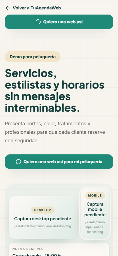 Vista mobile Peluquerías
